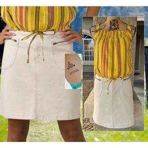 Prana Broadway Skirt Stretch Denim Natural Zip Pockets Size 4 US NWT